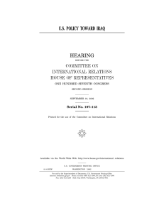 ( U.S. POLICY TOWARD IRAQ HEARING COMMITTEE ON