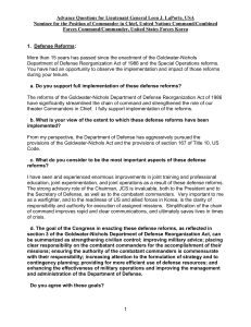 Advance Questions for Lieutenant General Leon J. LaPorte, USA