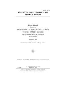 ( REDUCING THE THREAT OF CHEMICAL AND BIOLOGICAL WEAPONS HEARING