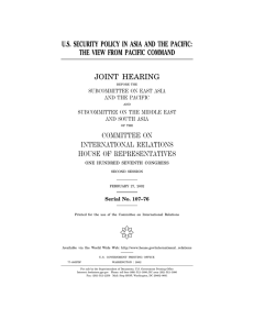 ( U.S. SECURITY POLICY IN ASIA AND THE PACIFIC: JOINT HEARING