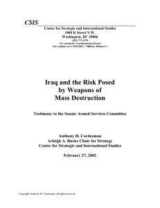 Iraq and the Risk Posed by Weapons of Mass Destruction CSIS