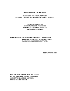 DEPARTMENT OF THE AIR FORCE HEARING ON THE FISCAL YEAR 2003