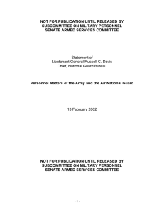 NOT FOR PUBLICATION UNTIL RELEASED BY SUBCOMMITTEE ON MILITARY PERSONNEL