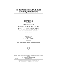 ( THE PRESIDENT’S INTERNATIONAL AFFAIRS BUDGET REQUEST FOR FY 2003 HEARING