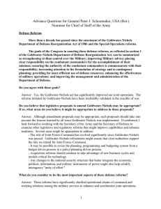 Advance Questions for General Peter J. Schoomaker, USA (Ret.)