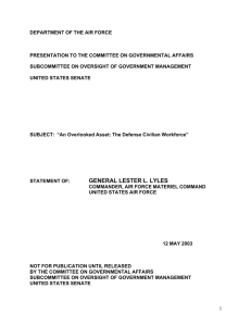 DEPARTMENT OF THE AIR FORCE  SUBCOMMITTEE ON OVERSIGHT OF GOVERNMENT MANAGEMENT