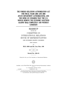 THE FOREIGN RELATIONS AUTHORIZATION ACT FOR FISCAL YEARS 2004 AND 2005