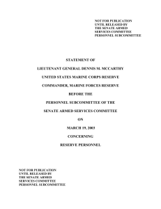 STATEMENT OF LIEUTENANT GENERAL DENNIS M. MCCARTHY UNITED STATES MARINE CORPS RESERVE