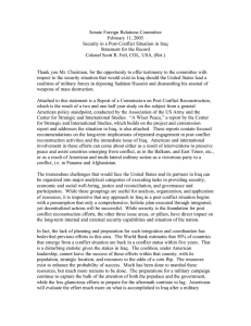 Senate Foreign Relations Committee February 11, 2003 Statement for the Record
