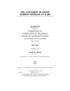 ( SYRIA ACCOUNTABILITY AND LEBANESE SOVEREIGNTY RESTORATION ACT OF 2003 MARKUP