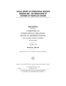 ‘‘ANNUAL REPORT ON INTERNATIONAL RELIGIOUS FREEDOM 2004’’ AND DESIGNATIONS OF