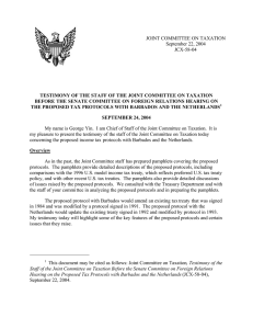 JOINT COMMITTEE ON TAXATION September 22, 2004 JCX-58-04