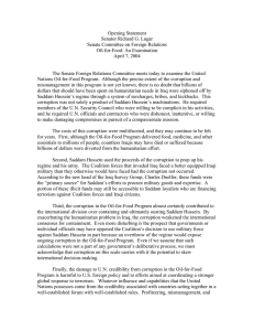 Opening Statement Senator Richard G. Lugar Senate Committee on Foreign Relations