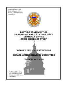 POSTURE STATEMENT OF GENERAL RICHARD B. MYERS, USAF CHAIRMAN OF THE