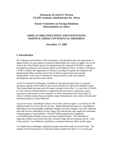 Statement of Lloyd O. Pierson USAID Assistant Administrator for Africa