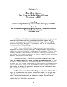 Statement by  Hon. Eileen Claussen Pew Center on Global Climate Change
