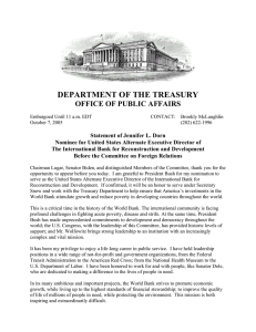 DEPARTMENT OF THE TREASURY OFFICE OF PUBLIC AFFAIRS