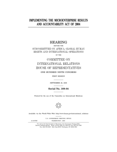 ( IMPLEMENTING THE MICROENTERPRISE RESULTS AND ACCOUNTABILITY ACT OF 2004 HEARING