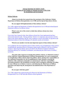 Advance Questions for Keith E. Eastin for Installations and Environment