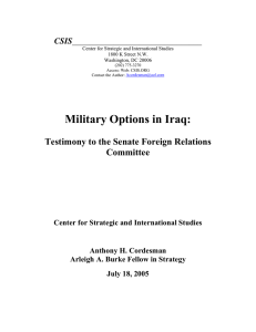 Military Options in Iraq:  Testimony to the Senate Foreign Relations Committee