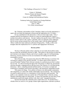 “The Challenge of Russia for U.S. Policy”  Celeste A. Wallander