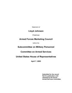 Lloyd Johnson Armed Forces Marketing Council Subcommittee on Military Personnel
