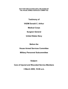 Testimony of VADM Donald C. Arthur Medical Corps