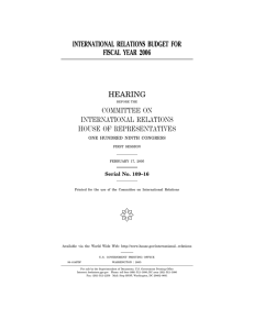 ( INTERNATIONAL RELATIONS BUDGET FOR FISCAL YEAR 2006 HEARING