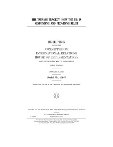 ( THE TSUNAMI TRAGEDY: HOW THE U.S. IS RESPONDING AND PROVIDING RELIEF BRIEFING
