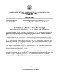 For Immediate Release:        ... September 27, 2006        ... HOUSE ARMED SERVICES SUBCOMMITTEE ON MILITARY PERSONNEL