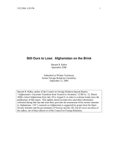 Still Ours to Lose:  Afghanistan on the Brink