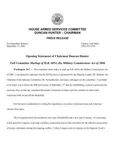 HOUSE ARMED SERVICES COMMITTEE DUNCAN HUNTER – CHAIRMAN