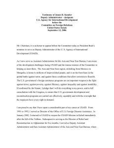 Testimony of James R. Kunder Deputy Administrator – designate