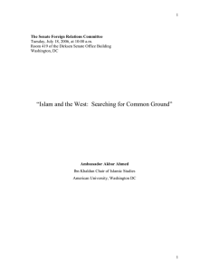 “Islam and the West:  Searching for Common Ground”