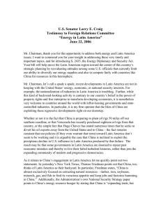 U.S. Senator Larry E. Craig Testimony to Foreign Relations Committee
