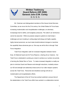  Written Testimony Guard Reform (HR 5200) General John D.W. Corley