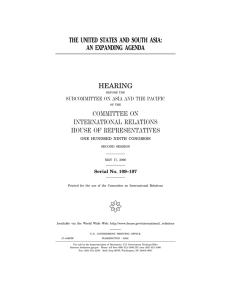 ( THE UNITED STATES AND SOUTH ASIA: AN EXPANDING AGENDA HEARING
