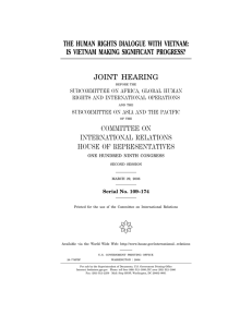 THE HUMAN RIGHTS DIALOGUE WITH VIETNAM: IS VIETNAM MAKING SIGNIFICANT PROGRESS?