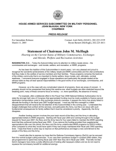 For Immediate Release: Contact: Josh Holly (HASC), 202-225-2539 March 15, 2005