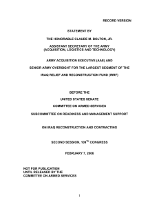 RECORD VERSION STATEMENT BY THE HONORABLE CLAUDE M. BOLTON, JR.