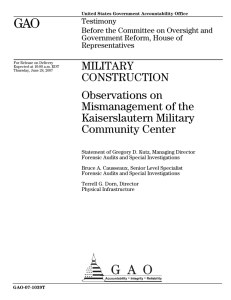GAO MILITARY CONSTRUCTION Observations on