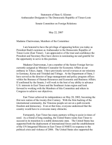 Statement of Hans G. Klemm  Senate Committee on Foreign Relations