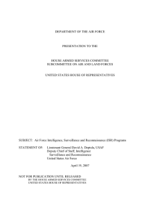 DEPARTMENT OF THE AIR FORCE PRESENTATION TO THE HOUSE ARMED SERVICES COMMITTEE