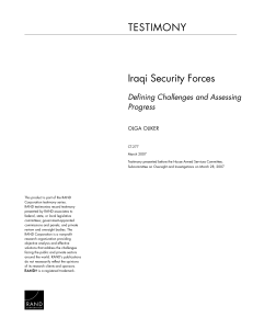 TESTIMONY Iraqi Security Forces Defining Challenges and Assessing