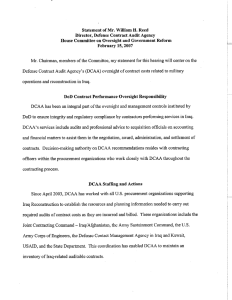 Statement of Mr. William H. Reed Director, Defense Contract Audit Agency