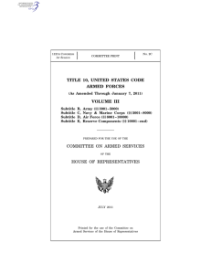 TITLE 10, UNITED STATES CODE ARMED FORCES VOLUME III