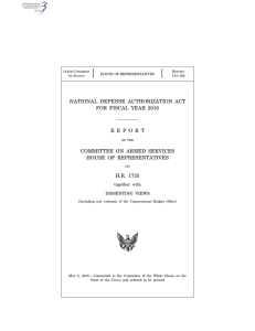 NATIONAL DEFENSE AUTHORIZATION ACT FOR FISCAL YEAR 2016 COMMITTEE ON ARMED SERVICES