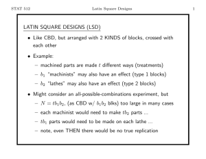 LATIN SQUARE DESIGNS (LSD) each other • Example: