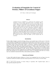 Evaluation of Fungicides for Control of Powdery Mildew of Greenhouse Pepper  Abstract