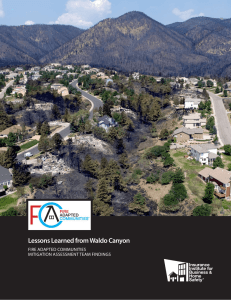Lessons Learned from Waldo Canyon FIRE ADAPTED COMMUNITIES MITIGATION ASSESSMENT TEAM FINDINGS